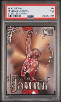 Fleer Metal 1996 Michael Jordan Steel Slammin’ #6 PSA 7 Chicago Bulls Foto 1 de 3