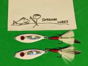 2 -3/4 oz SHAD Fishing Casting Jigging Lead Spoons Lures white / willow Blade - Picture 1 of 6