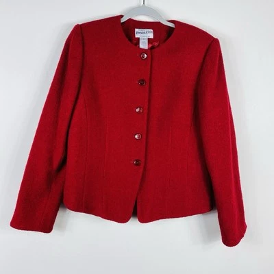Vintage Pendleton Size 8 Virgin Wool Button Front Jacket Red Dressy Career - Image 1 of 4