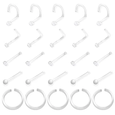 Plastic Nose Studs Earrings Piercing Retainers Set with Five Different Styles - Image 1 of 4