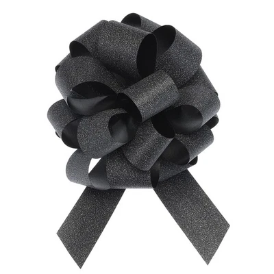 20pcs 8" Glitter Mini Star Gift Bows Small Sparkly Christmas Bows Black - Image 1 of 4