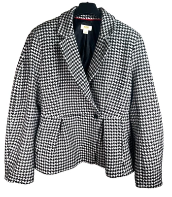 Chaqueta Blazer MAEVE By ANTHROPOLOGIE Para Mujer Reloj de Arena Tweed Pata de Gallo Talla L Foto 1 de 4