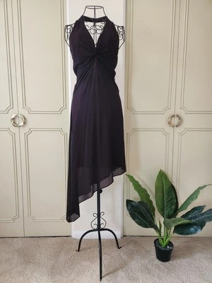 Vestido halter asimétrico marrón para mujer Y2k de Cache, talla 6  Foto 1 de 4