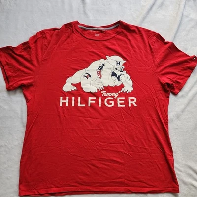 Camiseta De Colección Tommy Hilfiger Bulldog RARA ROJA Talla Extra Grande XXL Y2K Foto 1 de 4