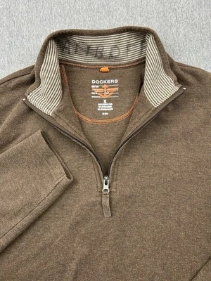 Dockers Sweater Mens XL Brown 1/4 Zip Pullover Long Sleeve Cotton - Image 1 of 4