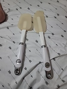 KitchenAid Scraper Silicone Spatula White Medium & Large Long Head Mixer Lot - Picture 1 of 5