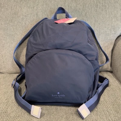 Kate Spade Arya 中号夜帽蓝色尼龙可打包背包包全新带标签 — 第 1/4 张图片