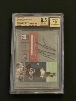 2012 Elite Rookie Inscriptions Black Ink AUTO AJ Jenkins #9 BGS 9.5 GEM MINT RC - Image 1 of 4