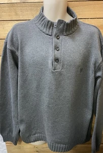 Vintage Jumper, Men’s Chaps, Plain Dark Grey,  1/4 Button, Size XXL Cotton 54ins - Picture 1 of 9