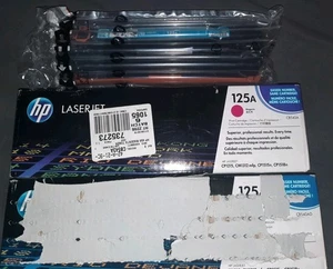 HP Genuine 125A Toner Cartridges Cyan Magenta Black Set of 3 HP Laserjet - Picture 1 of 10