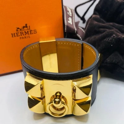 Hermes Armband Collier de Chien Gold dunkelbraun 6,3 Zoll T2 Größe Made in France - Bild 1 von 4