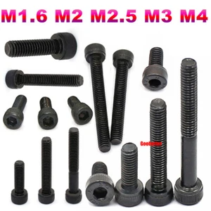 M1.6 M2 M2.5 M3 M4 M5 M6 Black High Tensile Hex Socket Cap Screws Allen Key Bolt - Picture 1 of 31