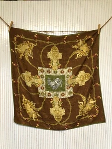 Foulard carré de soie 90cm Vintage Baroque Sculpture Ange Cadeau Femme FO444 - Foto 1 di 11