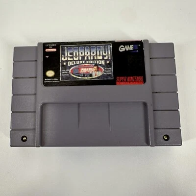 Jeopardy Deluxe Edition Super Nintendo 1993 SNES Cleaned Tested Works - Image 1 of 4