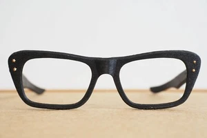  Vintage eyeglasses 1960s Faux Wood texture Made In Italy ebony tone  - Picture 1 of 10