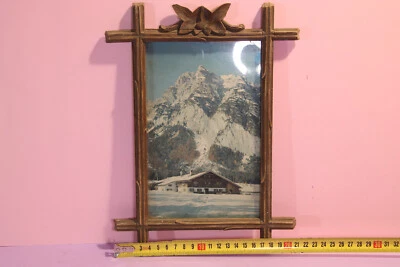 Antiguo marco de madera estilo Selva Negra con imagen c1920/30s Austria 28x21cm Foto 1 de 4