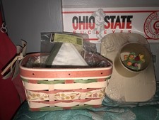 Longaberger 2012 Mother's Day basket combo - B, L, P, lid w/decorative knob- new