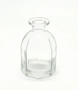 Mini Thick Heavy Clear European Style Ribbed Glass Round Vase / Jar H=4 in - Picture 1 of 6