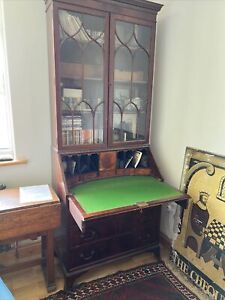 Antique Victorian secretaire bureau bookcase - display cabinet