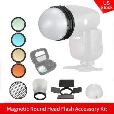 US Magnetic Round Head Flash Accessory Kit For Godox V1 H200R AD200 AD200Pro - Image 1 of 4