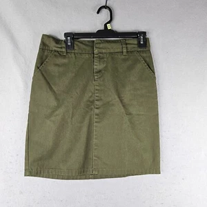 Hurley Skirt Womens Junior Size 3 Green Canvas Straight Pencil Casual Retro Chic - Picture 1 of 8