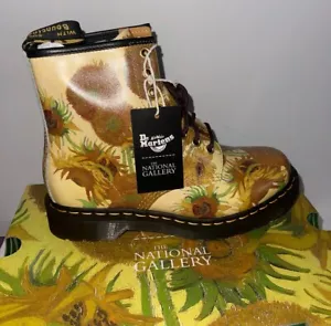 Dr. Martens 1460 TNG Vincent Van Gogh Sunflower National Gallery Boots Woman's 8 - Picture 1 of 4