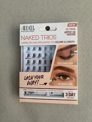 Ardell Naked Individual Lashes Clusters 32 Trios with Lash Glue & Remover BNIB - Image 1 of 2
