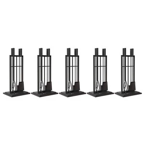 Panacea Open Hearth Fireplace Tool Set w/Brush, Shovel, Poker, Tong & Stand - Picture 1 of 8