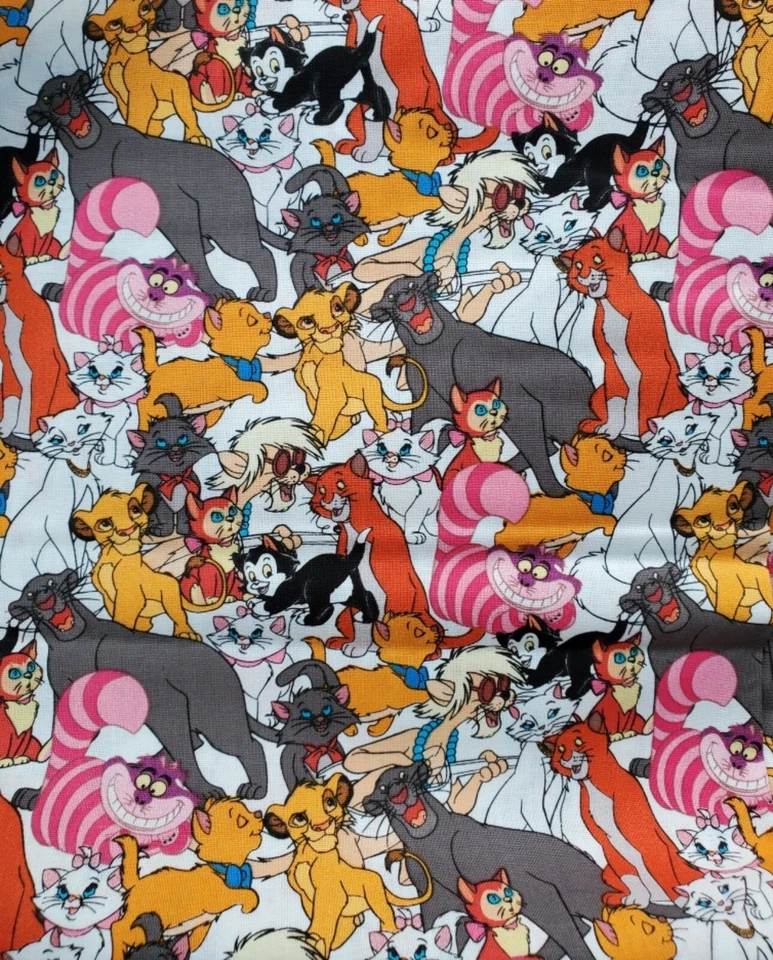 Disney Cats Packed Simba Aristocrats Quilting Mask Fabric sold by 1/2 yard  - Image 1 of 1