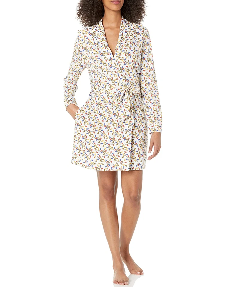 Cosabella Ski Trip Robe Women S Super Soft Lights Pima Blend Long Sleeve Belted