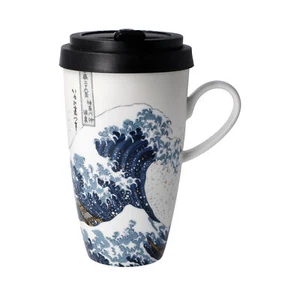 Kaffee to go Becher DIE GROSSE WELLE, Katsushika Hokusai 500ml Goebel Porzellan - Bild 1 von 6