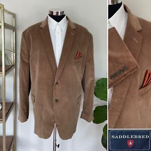 Saddlebred Mens Two Button Cotton Blazer Brown Corduroy Sport Coat Jacket 54R