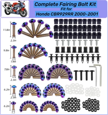 Kit completo de pernos de carenado tornillo de plástico púrpura-azul para Honda CBR929RR 2000 2001 Foto 1 de 4