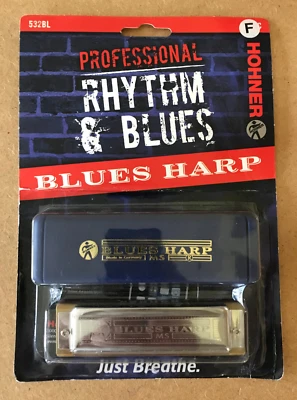 Armónica diatónica HOHNER Blues Harp modelo 532BL-F de 10 agujeros; llave de F Foto 1 de 4