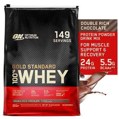 Optimum Nutrition 100 % proteína de suero de leche - Gold Standard doble rico chocolate 10 libras Foto 1 de 4