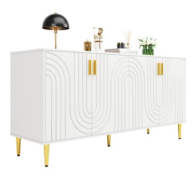 Sideboard mit Viel Stauraum Küchenschrank Anrichte Buffet Weiß für Esszimmer - Bild 1 von 4
