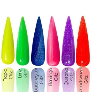 COLECCIÓN DE BRILLO DE NEÓN Uñas Glitterama polvo acrílico brillante festival vibrante - Imagen 1 de 8