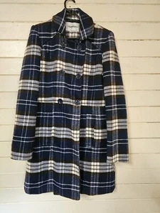 Vintage Savannah Poly Wool Blazer Womens 8 Blue Watch Tartan Plaid Lined Button - Picture 1 of 8