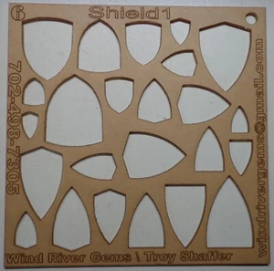 WRG- Cabochon Template - Number 6 - Shield 1 Clear Acrylic Designer Shapes - Picture 1 of 1