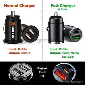 OFFICIAL GRIFFIN USB In Car DUAL Charger Cigarette Lighter Adapter All Phones - Zdjęcie 1 z 34