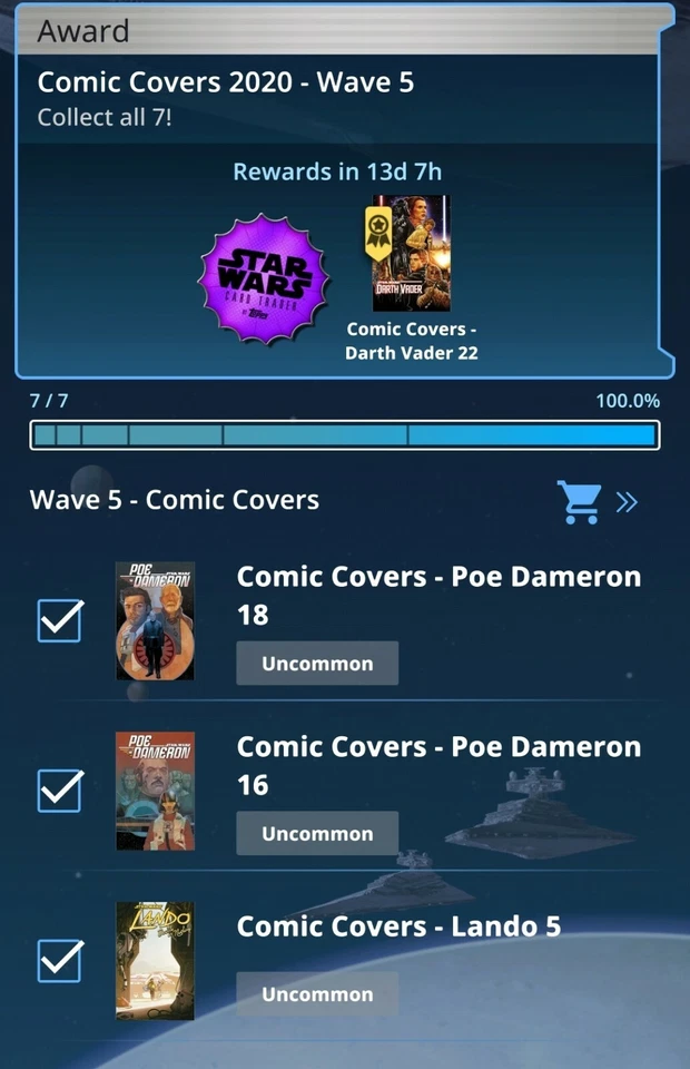 Topps Star Wars Card Trader Comic Covers 2020 W5 7 Card Set Digital - Image 1 of 1