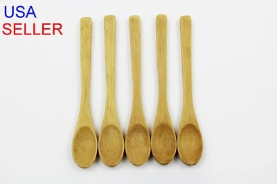Bamboo Tea Spoon Set of 5 - Small Wooden Teaspoons 100% Natural Organic Utensils - Image 1 of 4