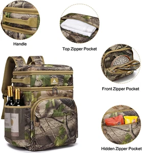 Picnic Backpack Cooler - 54 Cans Large Soft Camo Lunch Backpack Bag Insulated... - Picture 1 of 1