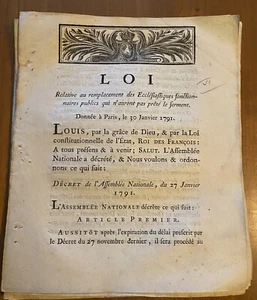 Révolution / Louis XVI / Ecclésiastiques fonctionnaires publics / Serment. 1791 - Bild 1 von 4