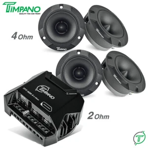 4x Timpano TPT-ST2 BLACK Tweeters + TPT-500.4 2 Ohm Compact 4 Channel Amplifier - Picture 1 of 10