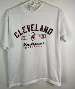 Cleveland Indians Majestic Tshirt baseball MLB Tribe Adult L Guardians Vtg Y2ks - Picture 1 of 14
