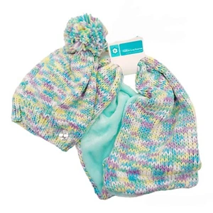 Girls Green Variegated Hat & Infinity Ring/Scarf Set-Faux Fur - Picture 1 of 6