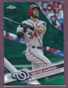 2017 Topps Chrome White Jersey Green Refractor Bryce Harper #48 /99!! - Picture 1 of 2