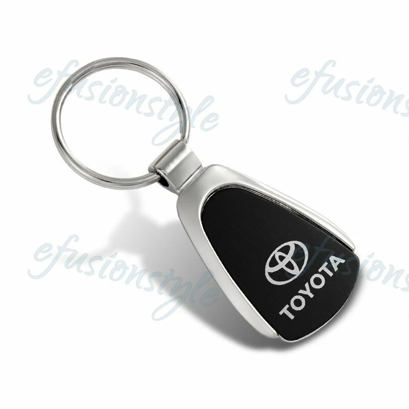 For Toyota Logo Black Tear Drop Authentic Chrome Key Fob Keyring Keychain Tag - Image 1 of 1