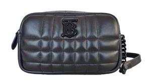 Burberry borsa pochette a tracolla in pelle trapuntata Lola nero - Picture 1 of 8